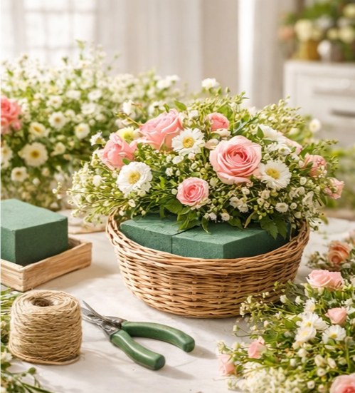 Флористическая композиция с флористической губкой